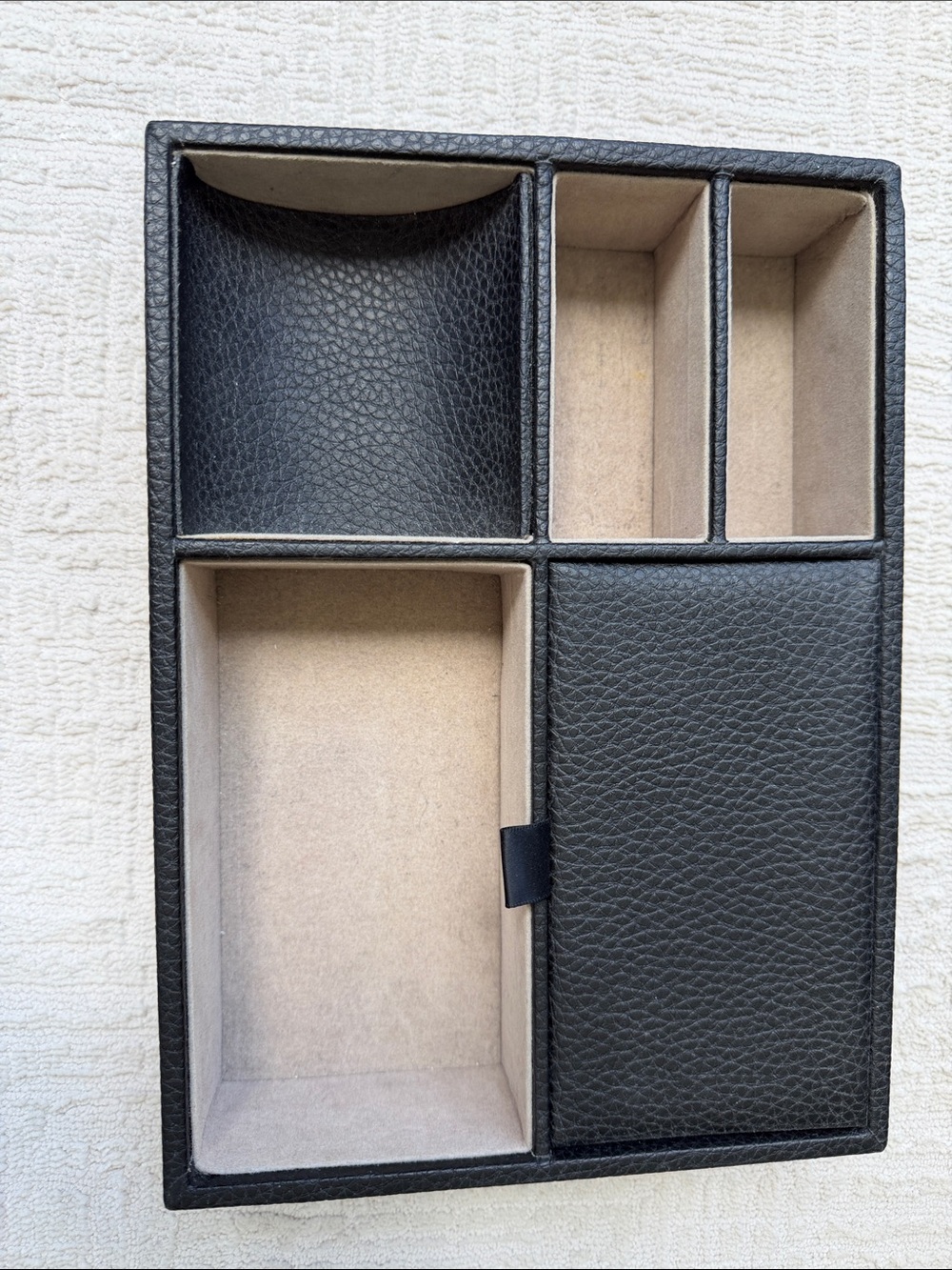 Black Faux Leather Jewelry Organizer Tray by
